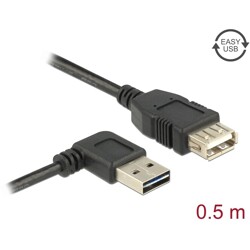 Przedłużacz USB 2.0 typ A na USB 2.0 typ A żeński kątowy 50cm Delock 85177