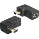 Adapter USB mini B 5-pin. wtyk/gniazdo 90° Delock 65448