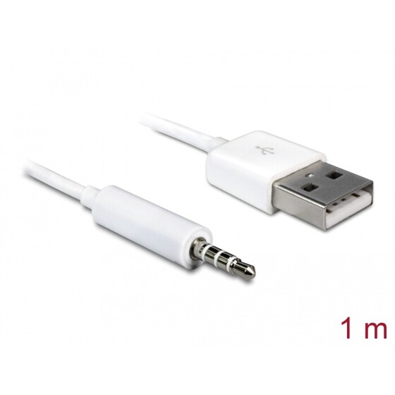 Kabel USB-A wtyk - 3,5mm Jack 4-pin. IPod Shuffle 1+2 1m Delock 83182