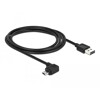 Przewód EASY-USB 2.0 typ A wtyk męski do EASY-USB 2.0 typ micro-B wtyk męski kątowy w lewo / w prawo 2m czarny Delock 83853