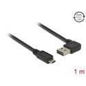 Przewód USB 2.0 typ A na micro-B kątowy 1m czarny Delock 85165