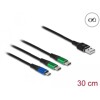 Kabel ładowarki USB 3 w typ A do micro USB / 2x USB-C 30cm Delock 87883