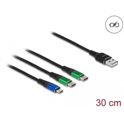 Kabel ładowarki USB 3 w typ A do micro USB / 2x USB-C 30cm Delock 87883