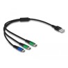 Kabel ładowarki USB 3 w typ A do micro USB / 2x USB-C 30cm Delock 87883