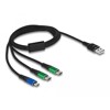 Kabel ładowarki USB 3w1 typ A do micro USB / 2x USB-C 1m Delock 87882