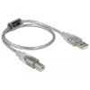Przewód z wtykiem męskim USB 2.0 typ A - wtyk męski USB 2.0 typ B 50cm przezroczysty Delock 82057
