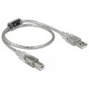 Przewód z wtykiem męskim USB 2.0 typ A - wtyk męski USB 2.0 typ B 50cm przezroczysty Delock 82057