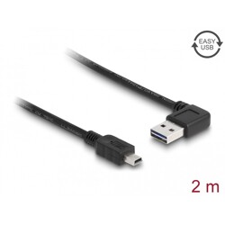 Przewód USB 2.0 typ A na USB 2.0 typ mini-B 2m czarny Delock 83379