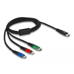 Kabel ładowarki USB 3w1 USB-C do Lightning / micro USB / USB-C 1m Delock 86596