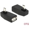 Adapter USB micro-B wtyk/ USB A gniazdo 90° kątowy OTG Delock 65474