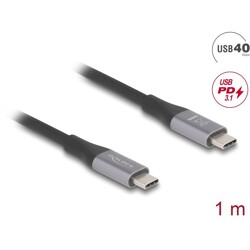Kabel USB 40Gbps USB-C męsko-męski PD 3.1 240W 1m szary metalowy Delock 81191