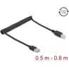 Kabel spiralny EASY-USB 2.0 typ A męski do USB typ B męski 50cm do 80cm czarny Delock 90130