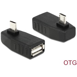 Adapter USB micro-B wtyk/ USB A gniazdo 270° kątowy OTG Delock 65473