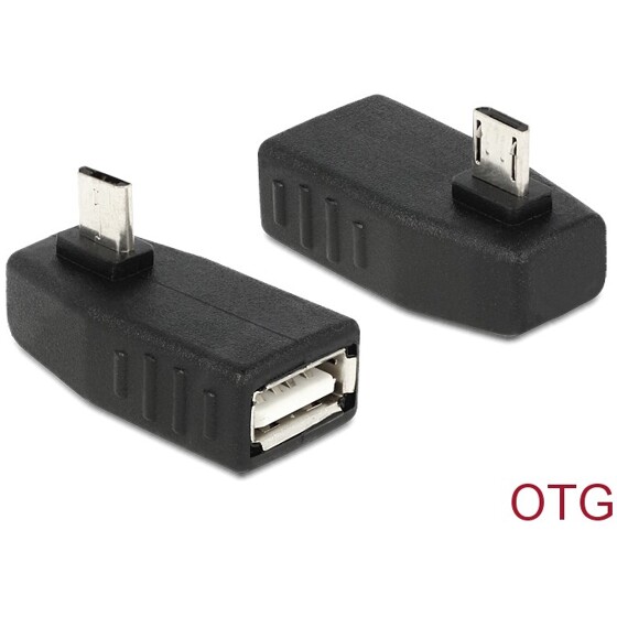 Adapter USB micro-B wtyk/ USB A gniazdo 270° kątowy OTG Delock 65473