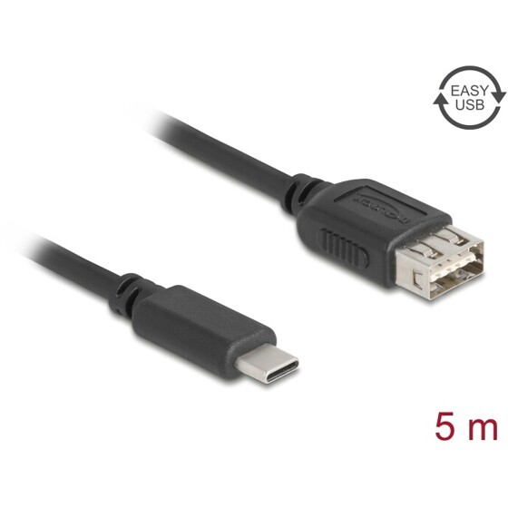 Kabel USB 2.0 USB-C męski na EASY USB typ A żeński 5m Delock 81539