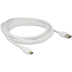Przewód USB 2.0 typ A na USB 2.0 typ mini-B 3m biały Delock 85161