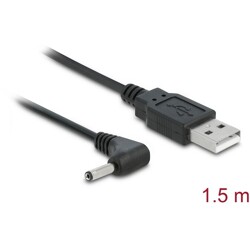 Kabel USB Power - DC 3,5 x 1,35mm wtyk 90° 1,5m Delock 83577