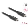 Kabel USB 80 Gbps USB-C męsko-męski 16K 60Hz PD 3.1 240W koncentryczny 50cm czarny Delock 81210