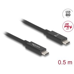 Kabel USB 80 Gbps USB-C męsko-męski 16K 60Hz PD 3.1 240W koncentryczny 50cm czarny Delock 81210