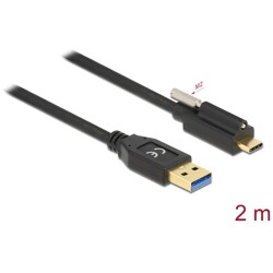 Kabel SuperSpeed USB 10Gbps typ A męski do USB-C męski ze śrubą na górze 2m Delock 84031