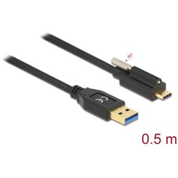 Kabel SuperSpeed USB 10Gbps typ A męski do USB-C męski ze śrubą na górze 50cm Delock 84025