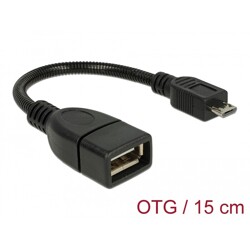 Kabel USB 2.0 micro B wtyk - USB 2.0 A gniazdo OTG 15cm zgięty Delock 83293