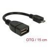 Kabel USB 2.0 micro B wtyk - USB 2.0 A gniazdo OTG 15cm zgięty Delock 83293