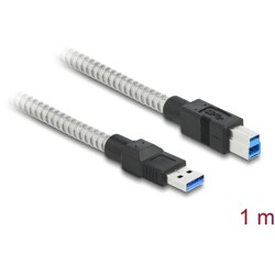 Kabel USB 3.2 Gen.1 męski typ A na męski typ B w koszulce metalowej 1m Delock 86778