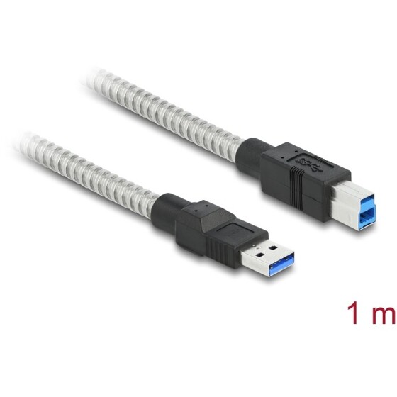 Kabel USB 3.2 Gen.1 męski typ A na męski typ B w koszulce metalowej 1m Delock 86778