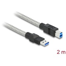 Kabel USB 3.2 Gen.2męski typ A na męski typ B w koszulce metalowej 2m Delock 86779