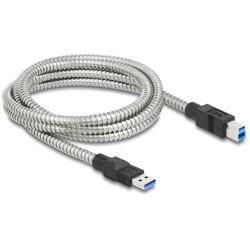 Kabel USB 3.2 Gen.2męski typ A na męski typ B w koszulce metalowej 2m Delock 86779