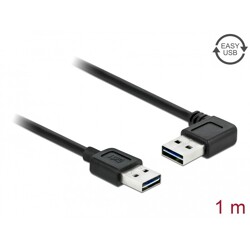 Przewód USB 2.0 typ A na USB 2.0 typ A kątowy 1m czarny Delock 83464