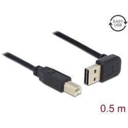 Przewód USB 2.0 typ A na USB 2.0 typ B kątowy 50cm Delock 85183