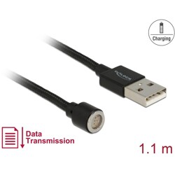 Kabel magnetyczny USB Data i ładowania czarny 1,1m Delock 85724