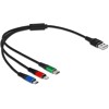 Kabel ładowarki USB 3w1 typ A do Lightning / micro USB / USB-C 30cm Delock 87236