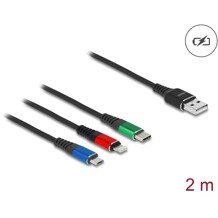 Kabel ładowarki USB 3w1 typ A do Lightning / micro USB / USB-C 2m trójkolorowy Delock 90156