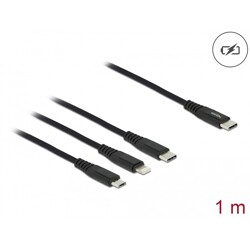 Kabel ładowarki USB 3w1 USB-C do Lightning / micro USB / USB-C 1m Delock 87149
