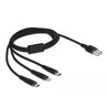 Kabel ładowarki USB 3w1 typ A do Lightning / micro USB / USB-C 1m czarny Delock 87155