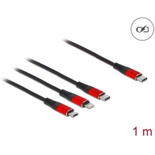 Kabel ładowarki USB 3w1 USB-C do Lightning / micro USB / USB-C 1m czarny / czerwony Delock 86711