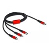 Kabel ładowarki USB 3w1 USB-C do Lightning / micro USB / USB-C 1m czarny / czerwony Delock 86711