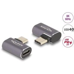 Adapter USB 40Gbps USB-C PD 3.0 100W męsko-żeński kątowy w lewo / w prawo 8K 60Hz metalowy Delock 60047