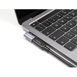 Adapter USB 40Gbps USB-C PD 3.0 100W męsko-żeński kątowy w lewo / w prawo 8K 60Hz metalowy Delock 60047