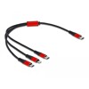 Kabel ładowarki USB 3w1 USB-C do Lightning / micro USB / USB-C 30cm czarny / czerwony Delock 86710