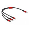 Kabel ładowarki USB 3w1 USB-C do Lightning / micro USB / USB-C 30cm czarny / czerwony Delock 86710