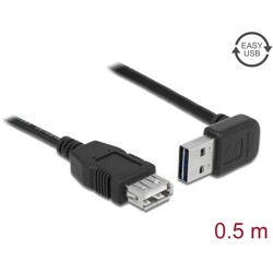 Przedłużacz USB 2.0 typ A na USB 2.0 typ A żeński kątowy 50cm biały Delock 85185