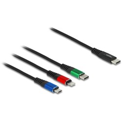 Kabel ładowarki USB 3w1 USB-C do Lightning / micro USB / USB-C 30cm Delock 86820