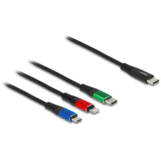 Kabel ładowarki USB 3w1 USB-C do Lightning / micro USB / USB-C 30cm Delock 86820