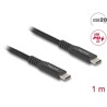 Kabel USB 20Gbps USB-C męsko-męski PD 3.0 100W 1m czarny metalowy Delock 80024