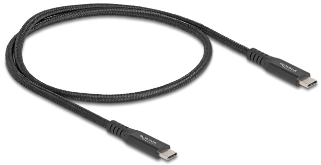 Kabel USB 20Gbps USB-C męsko-męski PD 3.0 100W 50cm czarny metalowy Delock 80023