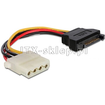 Kabel zasilający Molex żeński - SATA męski 12cm